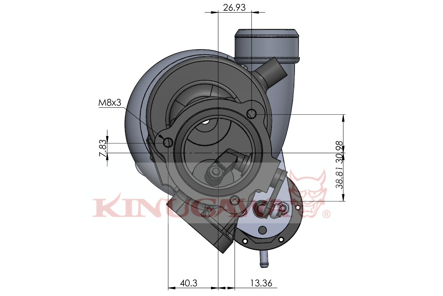 Kinugawa Turbo 2.4" TD04HL-15T T25 SAAB Conic Outlet Internal Wastegate