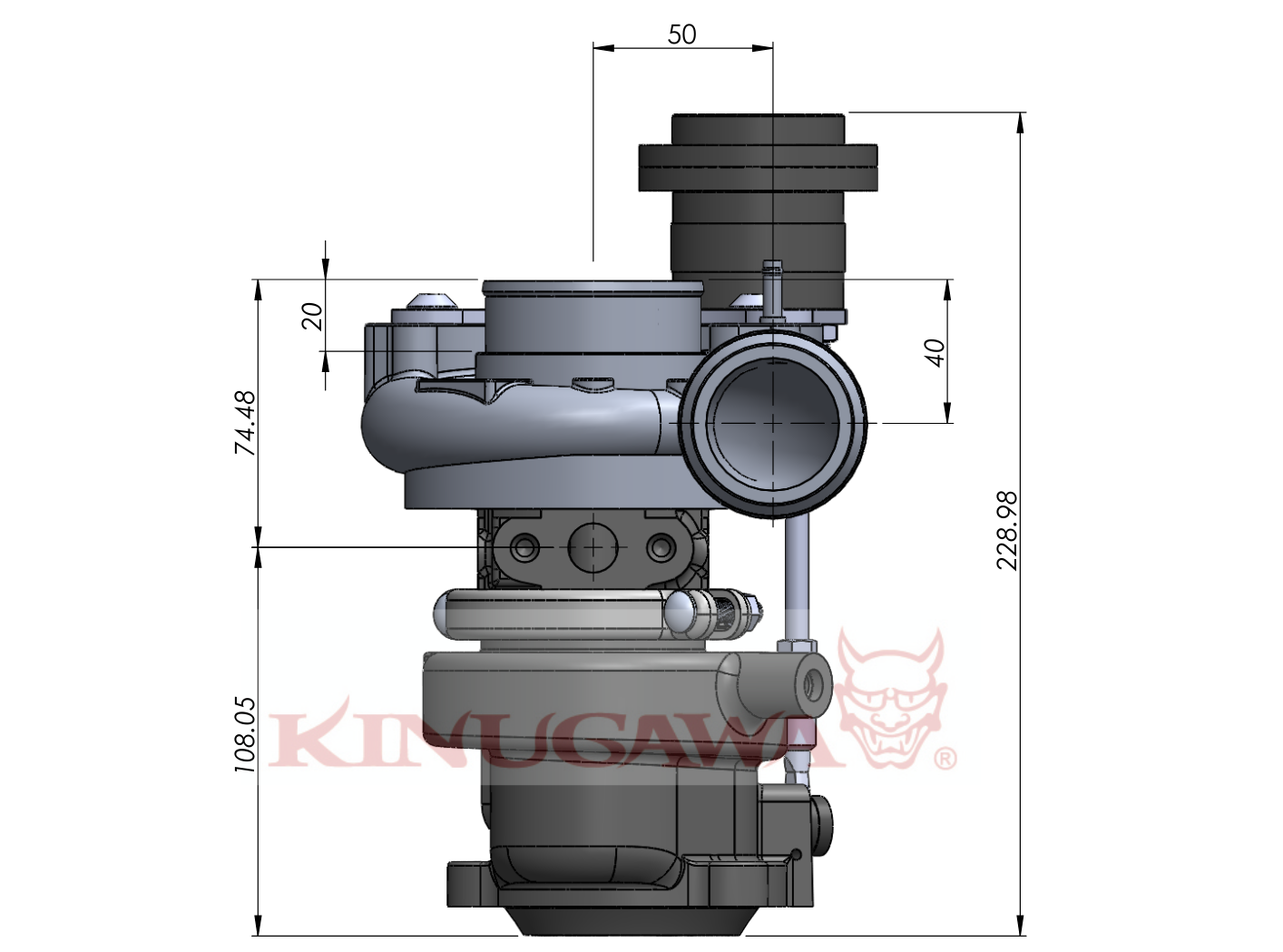 Kinugawa Turbo 2.4" TD04L-13T T25 SAAB Conic Outlet Internal Wastegate